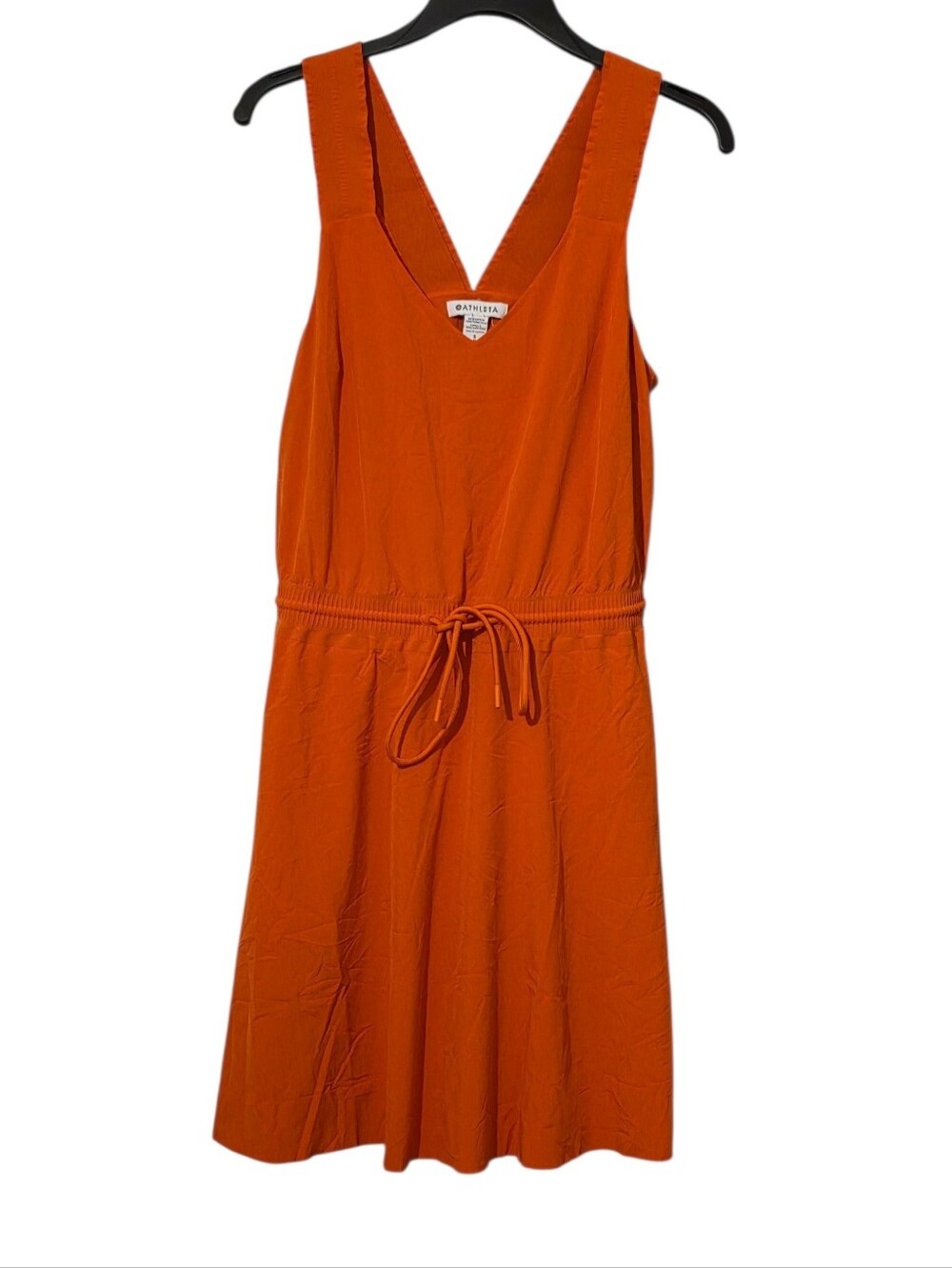 Athleta Orange Sleeveless Drawstring Midi Dress